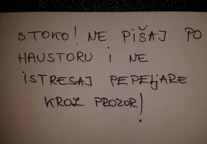 Stoko, ne pišaj po haustoru i ne istresaj pepeljare kroz prozor!