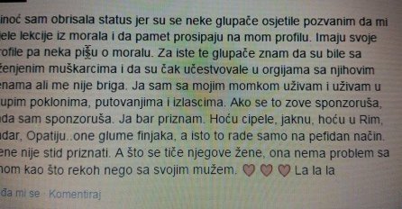 Sponzoruša ne prestaje šokirati Facebook statusima!