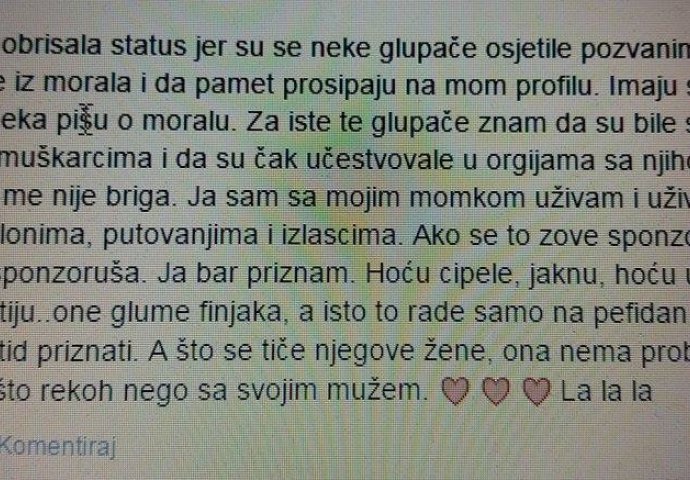 Sponzoruša ne prestaje šokirati Facebook statusima!