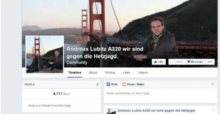 Lubitz dobio stranicu podrške na Fb: 'Germanwings prikriva da je avion pao zbog tehničkih teškoća!'