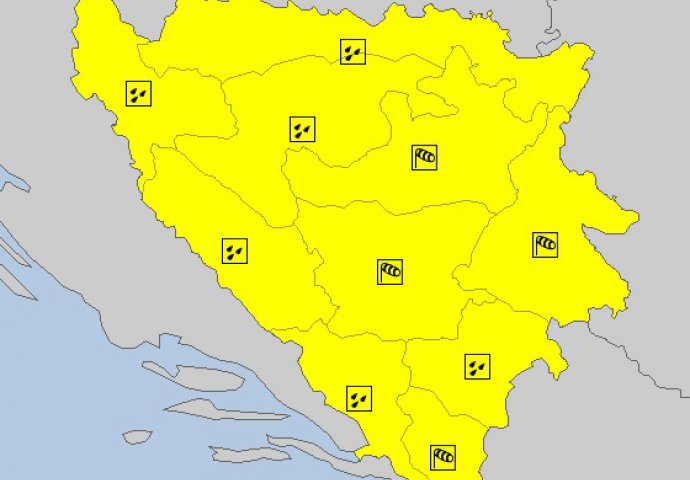 Izdat žuti meteoalarm: Upozorenje na povećanu količinu padavina i udare vjetra!