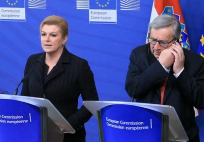 KOLINDA PONIŽENA: Dok je držala govor u Briselu, predsjednik Evropske komisije je...