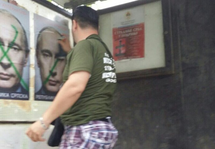 Srebrenica: Aktivisti AntiDayton grupe precrtali plakate sa likom Putina