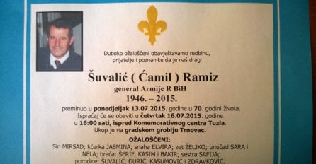 Preminuo Ramiz Šuvalić, general Armije Republike BiH