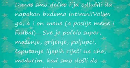 Kad ti intimni život propadne na prvom pokušaju! Ima li smisla više pokušavati?