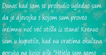 Proveo je noć s djevojkom od koje je našao ujutru samo poruku, evo šta je u njoj pisalo!