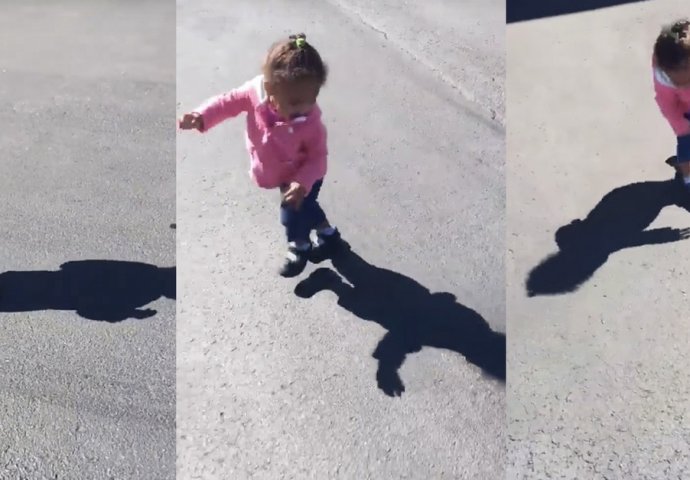 Ova uplašena djevojčica je tek otkrila vlastitu sjenku! (VIDEO)