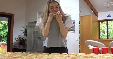 Mršava misica pokušala oboriti svjetski rekord i pojesti 100 hamburgera (VIDEO)
