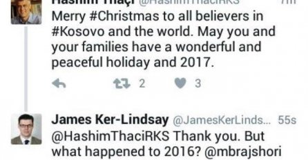 Thaci čestitao Božić i poželio divnu i mirnu 2017. godinu