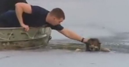 Dokaz da humani ljudi još uvijek postoje: Pogledajte kako su hrabri spasioci izvukli psića iz zaleđenog jezera