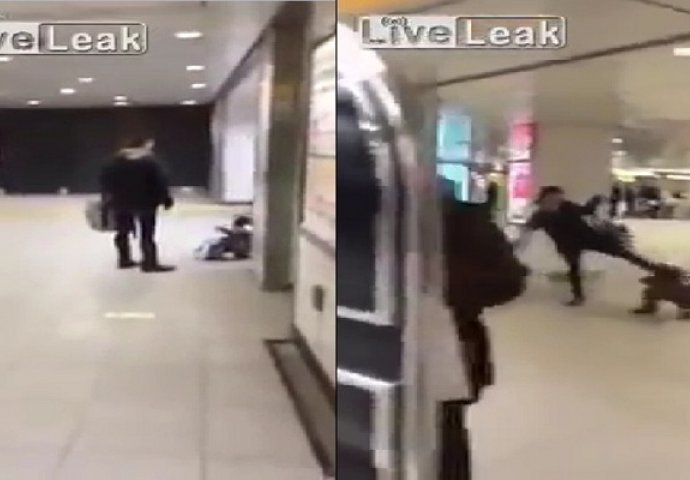 Užas: Da li je ova "majka" normala, šutira dijete u glavu na sred aerodroma (VIDEO)