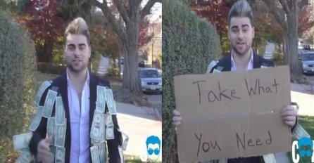Zalijepio je novac na odijelo: "Uzmi koliko ti treba" , reakcija beskućnika ostavlja bez daha (VIDEO)