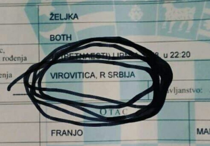 U rodnom listu joj napisali da je rođena u Virovitici u Srbiji  