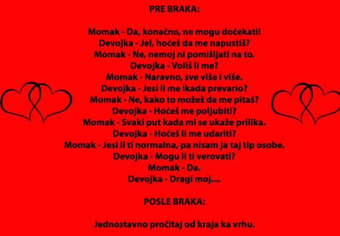 Ako se pitate kako izgleda život prije i poslije braka, ovo je najbolji odgovor