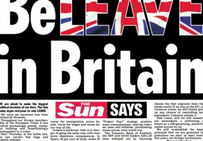 The Sun pozvao čitatelje da glasaju za Brexit