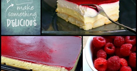 Ukusne krem kocke bez pečenja sa preljevom od malina 
