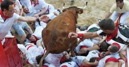 STAMPEDO U ŠPANIJI:  Hiljade turista spašavalo živu glavu pred podivljalim bikovima