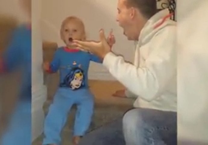 Tata joj je pokazao jedan super trik, a njena reakcija je postala viralni hit (VIDEO)