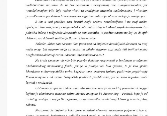 Čović uputio pismo Hahnu: Dogovoreni sporazum nije zakonit