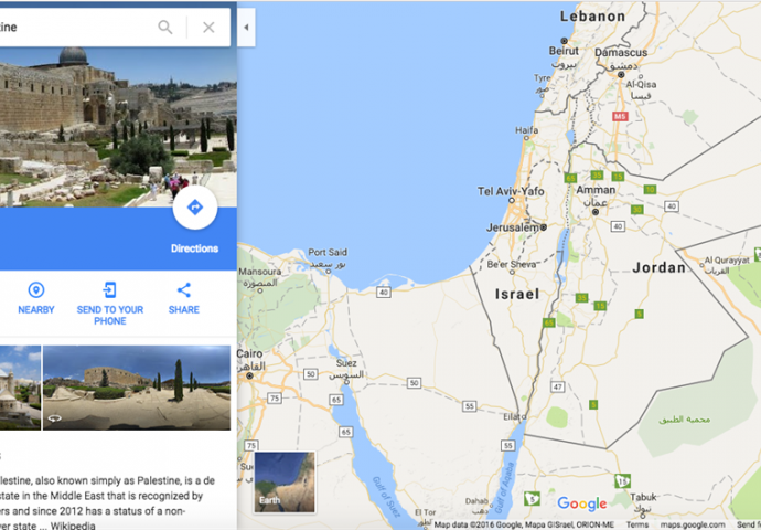 Google objasnio zašto Palestine nema na mapi