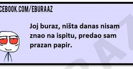 Ništa nije znao na ispitu, pa predao prazan papir, ali drug ga ukopao!