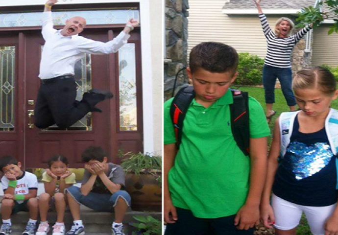 Urnebesnim fotografijama  roditelji proslavili ispraćaj djece u školske klupe (FOTO)