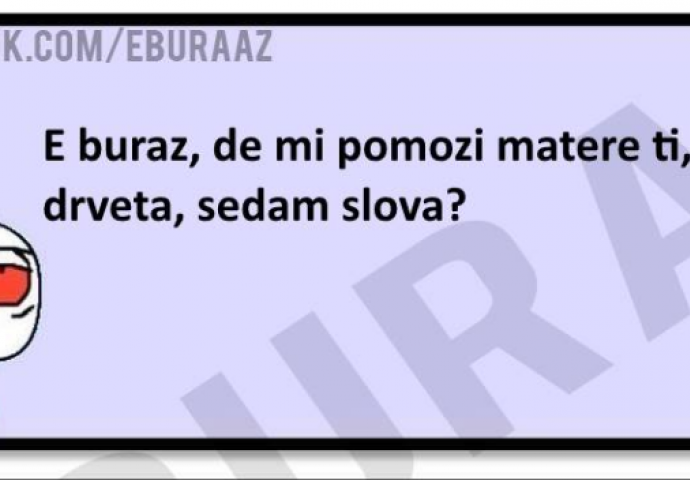  E buraz, de mi pomozi matere ti, vrsta drveta, sedam slova?