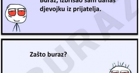 E buraz, izbrisao sam danas djevojku iz prijatelja!