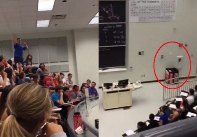 Profesor se kladio sa studentom: Ako pogodiš kantu na drugoj strani amfiteatra, svi ste prošli (VIDEO)