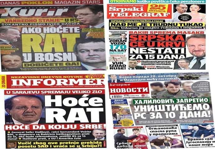 Srbijanski tabloidi javljaju: RAT U BiH