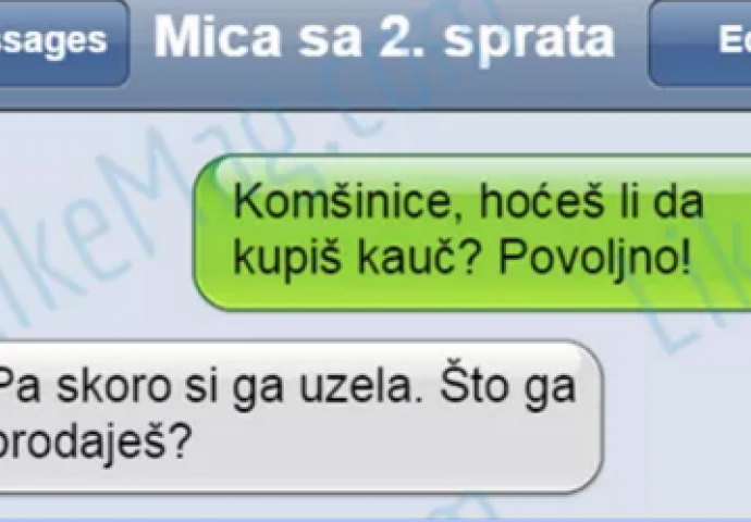 Ponudila je potpuno novi kauč komšinici, a razlog će vas nasmijati do suza