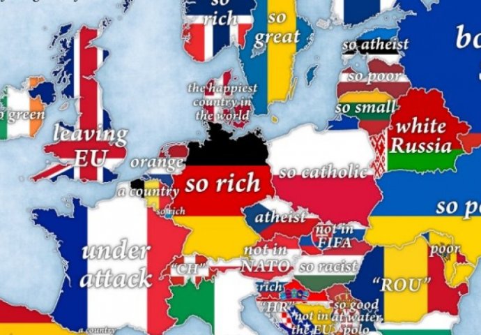 Stereotipi: Ova mapa pokazuje o čemu su evropske zemlje prepoznatljive, a evo šta je sa BiH!
