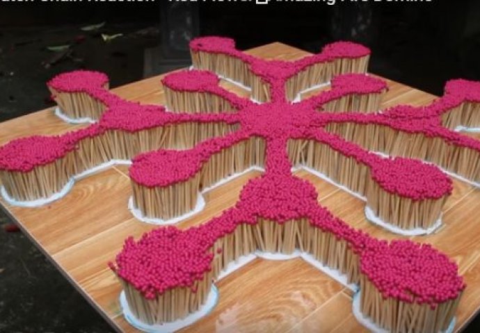 Poredali su 8 hiljada šibica i formirali cvijet, a onda zapalili: Ovo je uživanje za gledati (VIDEO)