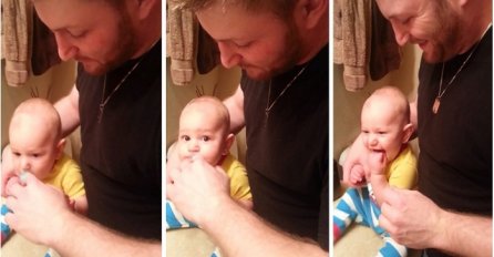 Tata je pokušao oprati bebine male zubiće, a njezina reakcija je urnebesna (VIDEO)