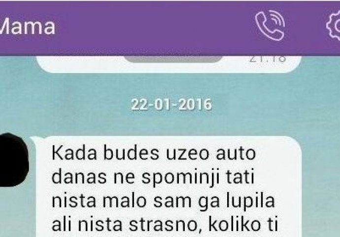 Mama je slupala auto, pa je pokušala kupiti šutnju od svog sina, ali ovo nikako nije očekivala! 