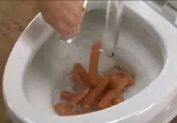 Istresao je nekoliko hrenovki u WC šolju, no čekajte da vidite zašto (VIDEO)