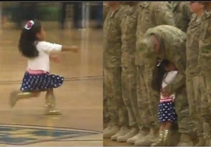 Nije se mogla više suzdržati: Djevojčica prekinula vojnu ceremoniju i potrčala ocu u zagrljaj (VIDEO)