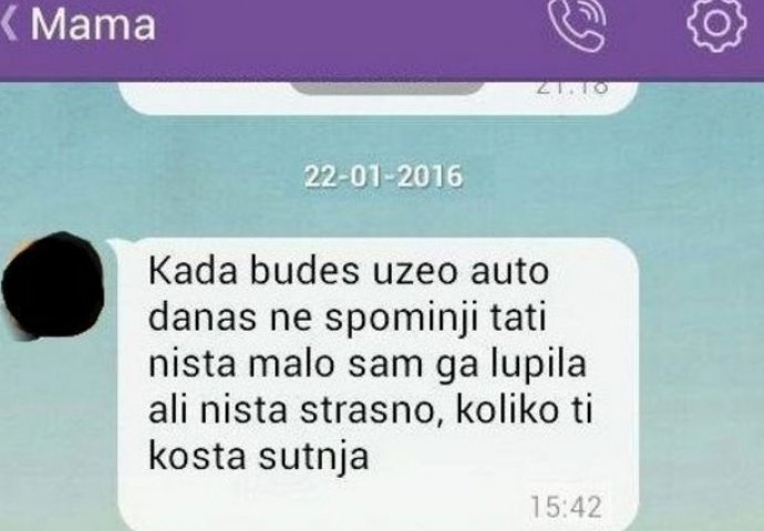 Mama je slupala tatin auto, pa je mislila kupiti šutnju od sina, ali ovo nije očekivala