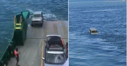 Evo šta se desi kada ne podignete ručnu kočnicu dok se vozite trajektom (VIDEO)