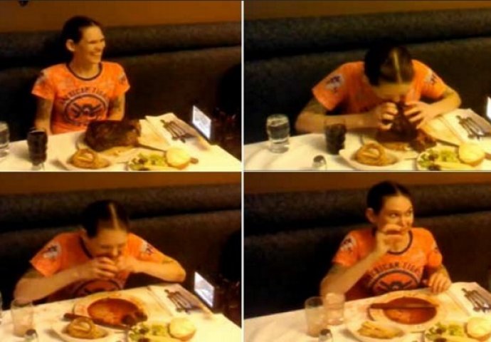 Muškarci joj se dive: Žena pojela mesni odrezak od 2 kile za manje od 3 minuta (VIDEO)
