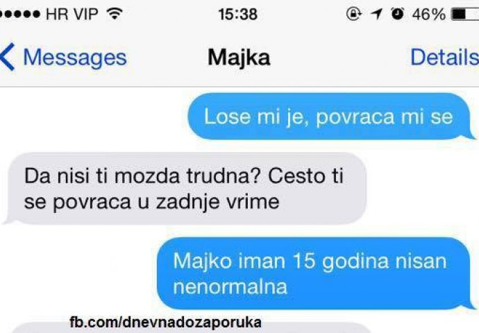 Kad je kćerka odgovorila da nije trudna, mama je imala hit odgovor!