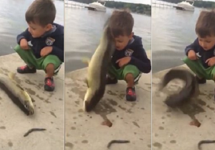 Mali dječak je ulovio ribu, ali nije mogao ni zamisliti šta će mu se dogoditi nakon toga (VIDEO)