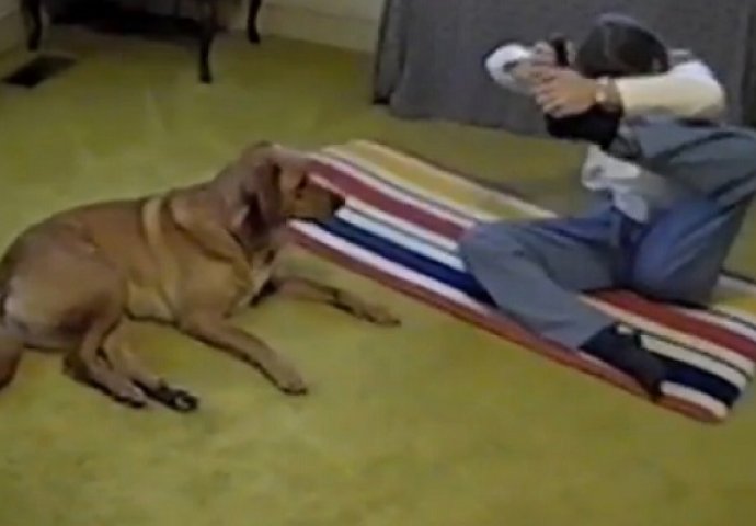 Ona pokušava da izvede tešku joga pozu, pogledajte šta njen pas radi (VIDEO)