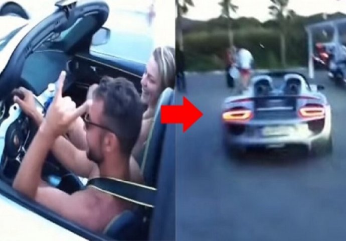 Bahati vozač Porsche-a htio je zadiviti djevojku i prolaznike, a onda je uslijedio hladan tuš (VIDEO) 