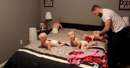 Vidjeli ste kako se mama snalazi sa četiri bebe, a ovako to tata radi (VIDEO)