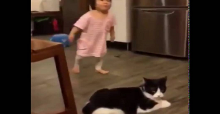 Snimao je svoju kćerkicu kako se igra u sobi, ali onda je mačka uradila nešto nakon čega je zanijemio (VIDEO) 