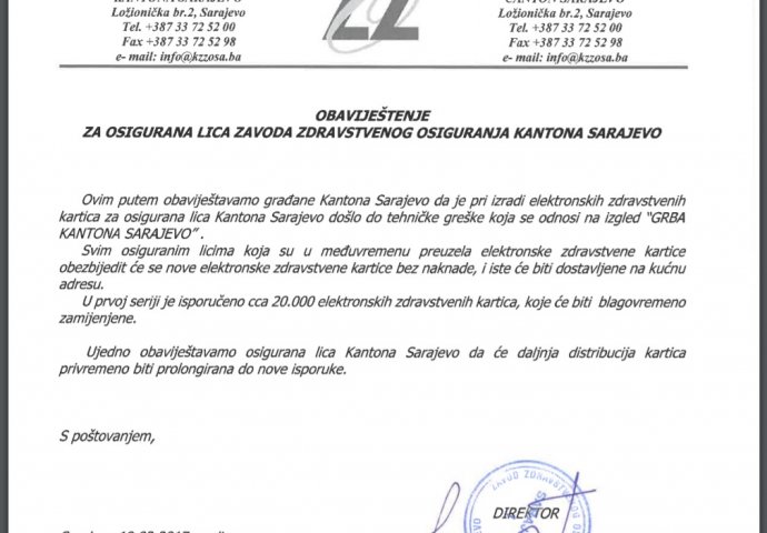 Zavod za zdravstvo KS priznao grešku: Povlači se 20.000 elektronskih knjižica i obustavlja izdavanje ostalih, a nakon što je Novi.ba otkrio skandal!