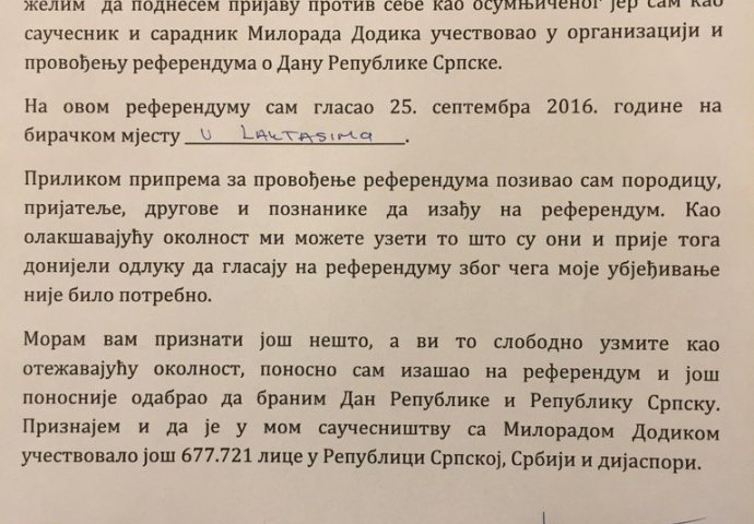 BANJA LUKA Dodikov sin sam sebe prijavio Tužilaštvu BiH: Tvrdi da je sa ocem učestvovao u organiziranju referenduma!