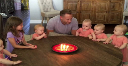 Tata je želio ugasiti svijeće na torti, ali pogledajte kako reaguju njegove petorke (VIDEO)