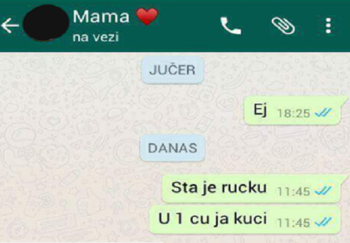 Mama koja je jučer kuhala ručak, a za danas ima ovaj izgovor